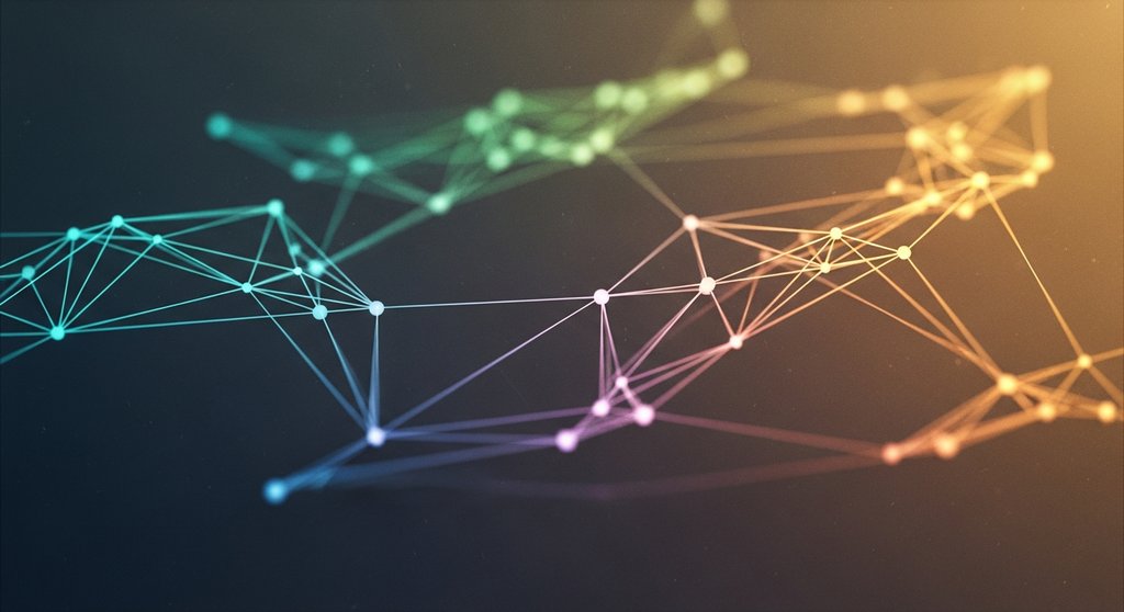 Abstrakte Visualisierung eines Netzwerks, das ein hochwertiges Backlink-Profil darstellt.