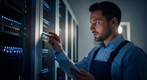 Ein SEO-Experte führt eine Qualitätssicherung von SEO-Maßnahmen an einem Tablet durch.