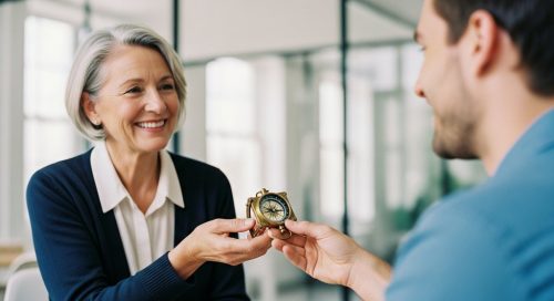 Ein strukturierter Onboarding-Prozess im Marketing als symbolischer Kompass für neue Mitarbeiter.