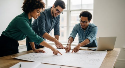 Ein Team plant strategisch bei der Erstellung einer SEO Manager Stellenbeschreibung.