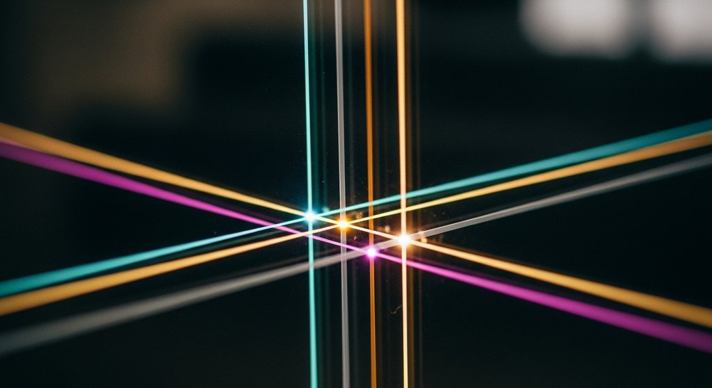 Eine abstrakte Darstellung einer Skill Matrix mit leuchtenden Datenpunkten auf einem Raster.