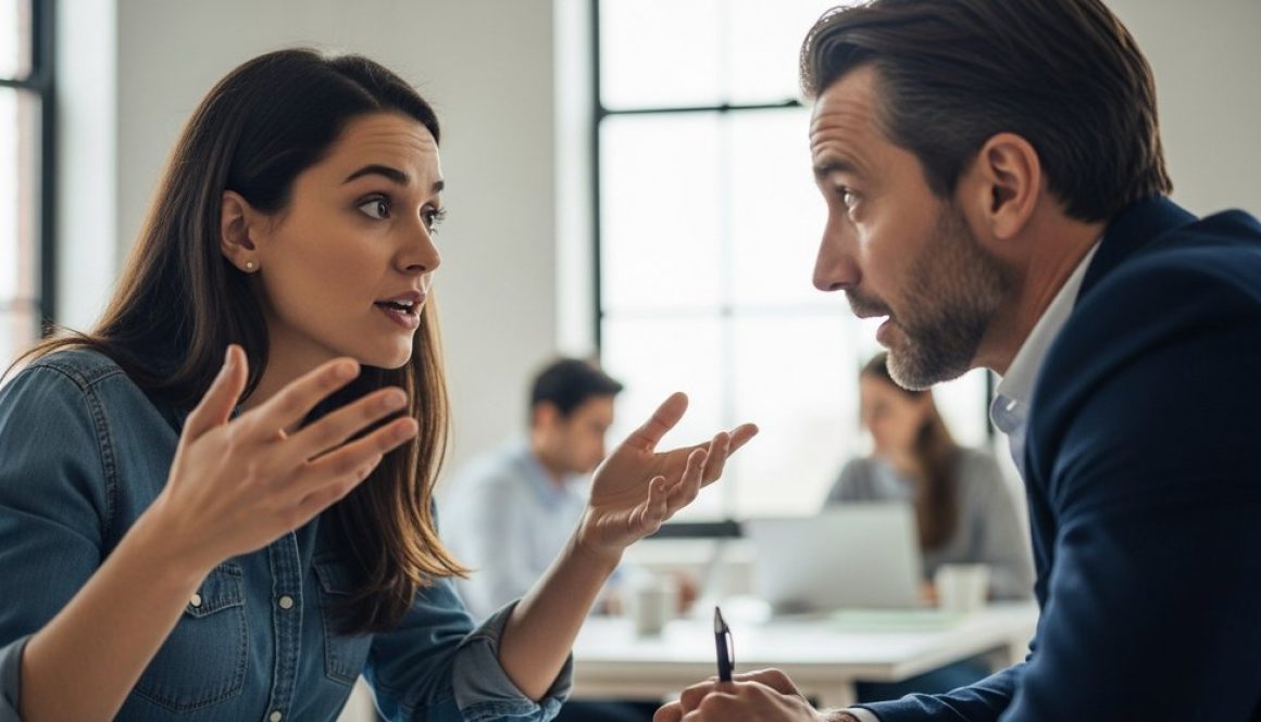 Eine junge Gründerin, die mit einem überzeugenden Elevator Pitch einen Investor begeistert.