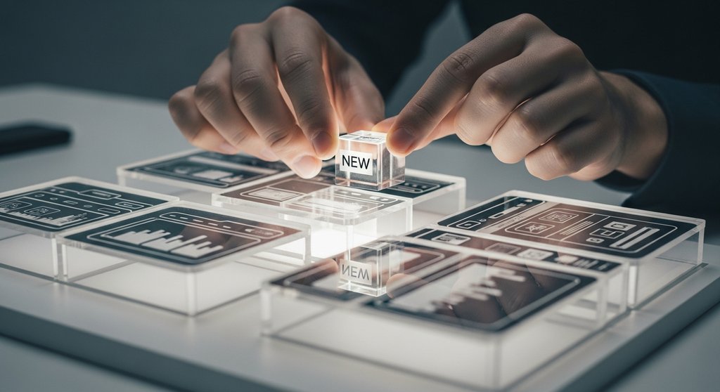 Ein Architekt plant proaktiv die Integration eines neuen Features in eine komplexe Webseiten-Struktur.