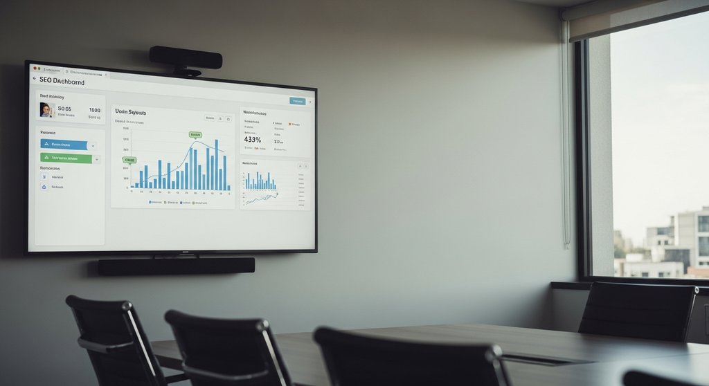 Ein automatisiertes SEO-Dashboard in Looker Studio zeigt die wichtigsten KPIs übersichtlich an.