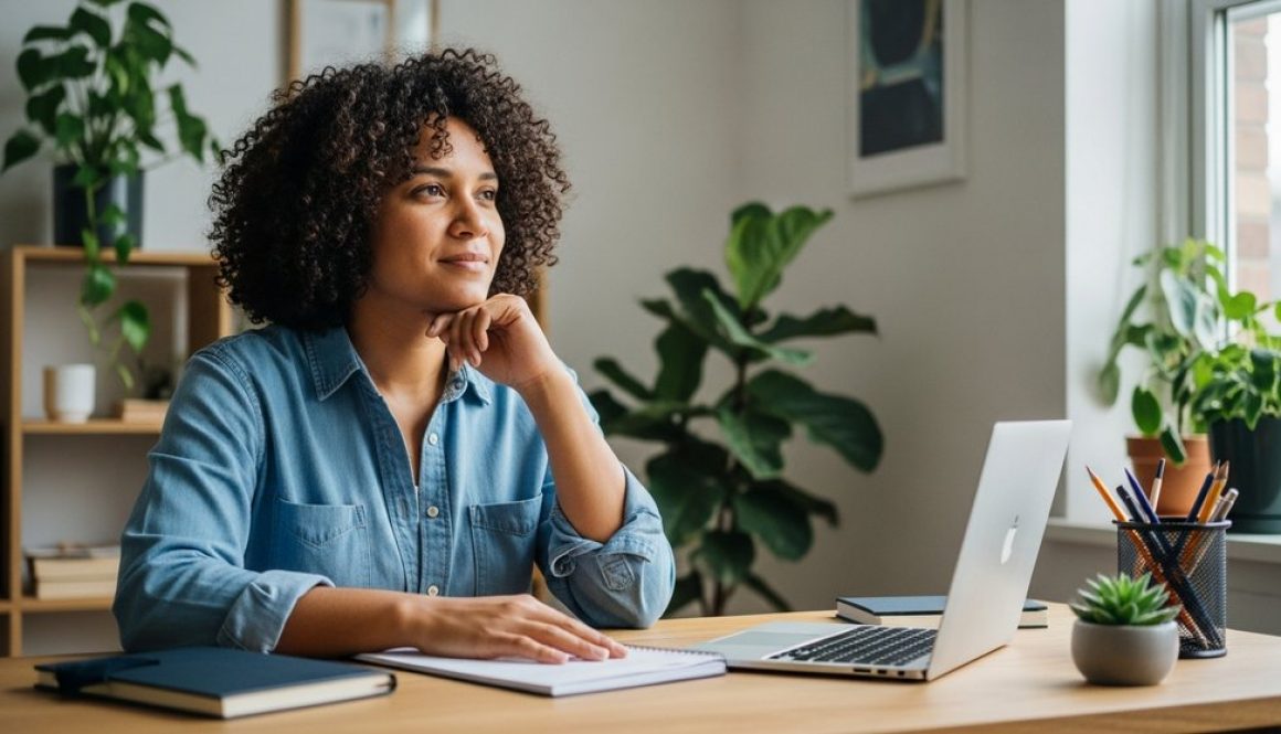 Ein Freelancer plant in seinem modernen Büro entspannt seine Altersvorsorge.