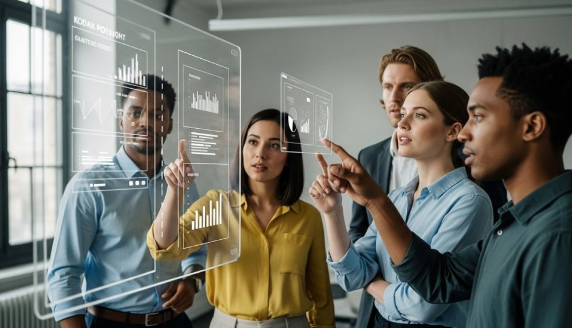 Ein Marketing-Team analysiert ein aussagekräftiges Reporting auf einem Bildschirm und gewinnt neue Erkenntnisse.