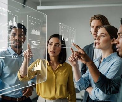 Ein Marketing-Team analysiert ein aussagekräftiges Reporting auf einem Bildschirm und gewinnt neue Erkenntnisse.