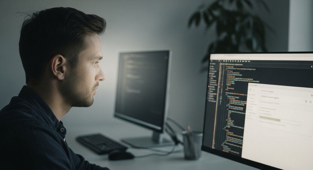 Entwickler analysiert die Core Web Vitals einer Webseite im Rahmen eines technischen SEO Audits.