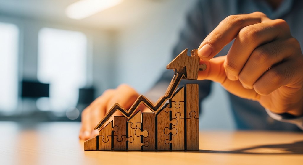 Hand setzt das letzte Puzzleteil einer erfolgreichen Inhouse SEO Strategie ein.