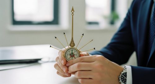 Hände halten einen Kompass, der die Karriere-Entscheidung zwischen Spezialist und Generalist symbolisiert.