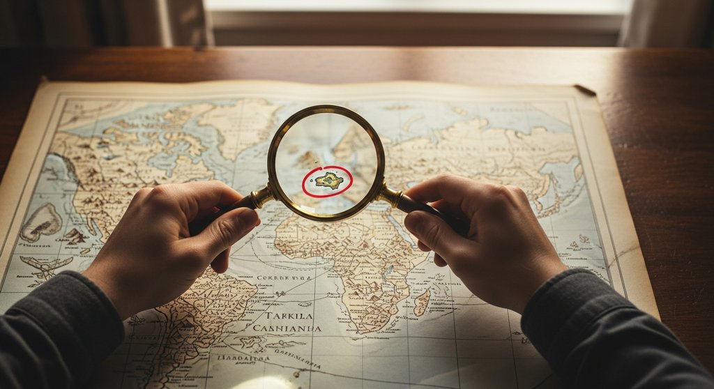 Hände mit Lupe untersuchen eine Landkarte, um eine Marktnische für den Businessplan zu finden.