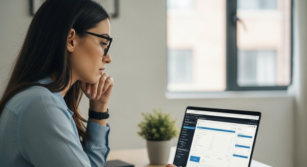 Marketing-Managerin analysiert Kundendaten in einem CRM-System, um die Kundenbindung zu stärken.