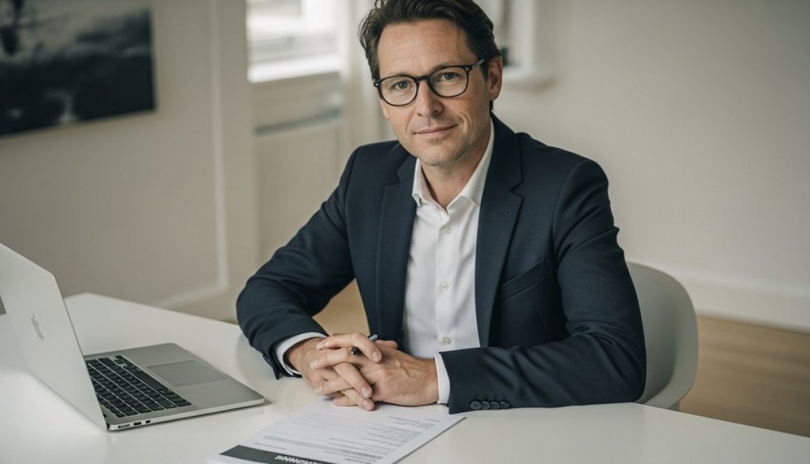 Selbstständige Frau managt ihr Mahnwesen professionell am Schreibtisch, um ihre Liquidität zu sichern.