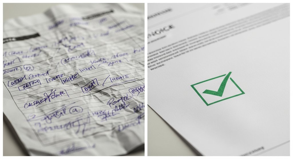 Vergleich einer fehlerhaften und einer korrekt berichtigten Rechnung.