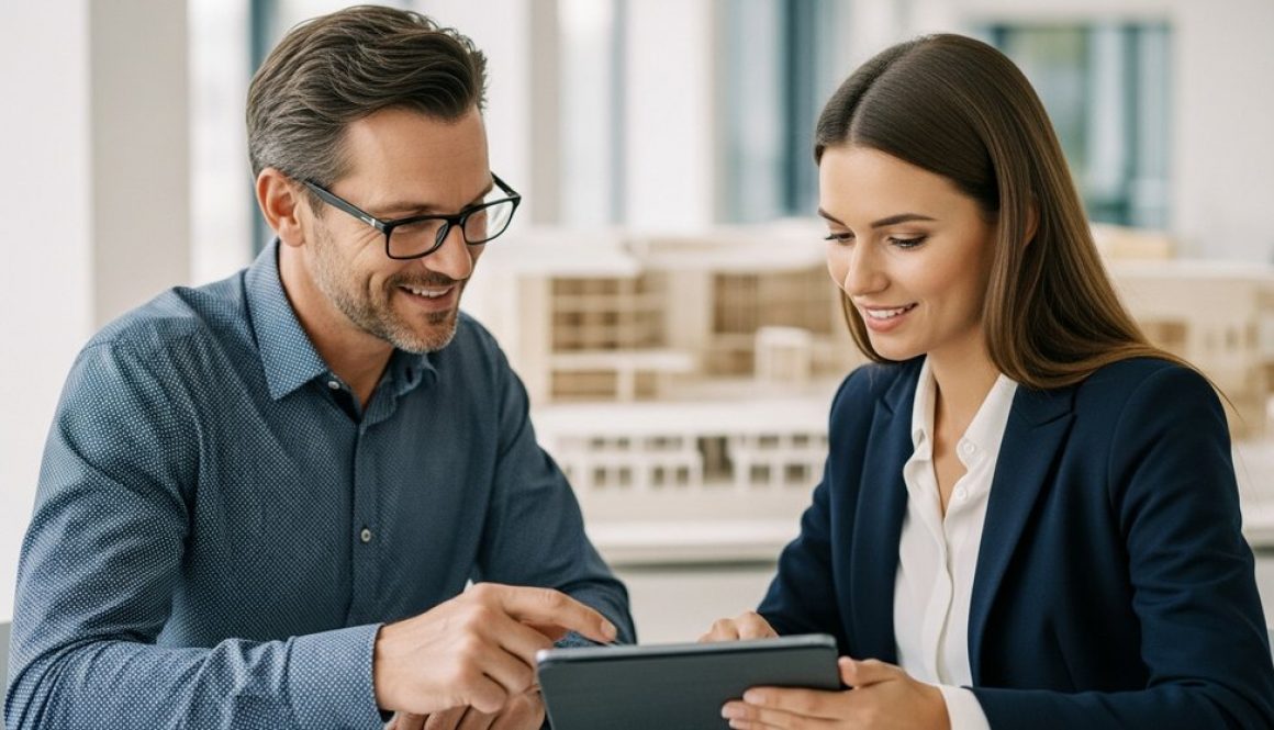 Zwei Geschäftspartner vereinbaren rechtssicher eine Anzahlung für einen Auftrag.