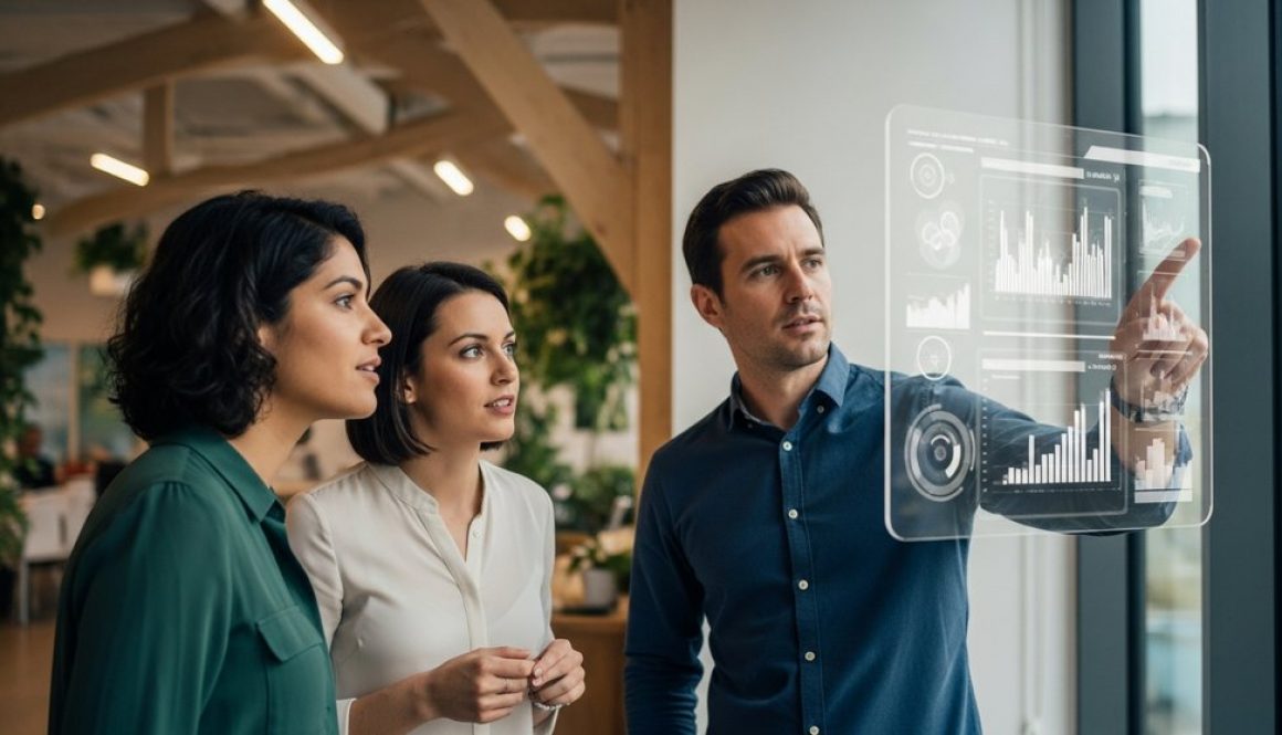 Ein Team von Mitarbeitenden entwickelt in einem modernen Büro eine zukunftsfähige Lernkultur im Unternehmen.