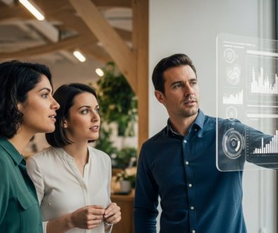 Ein Team von Mitarbeitenden entwickelt in einem modernen Büro eine zukunftsfähige Lernkultur im Unternehmen.