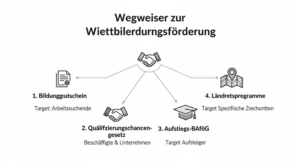 Infografik der wichtigsten Förderprogramme für Weiterbildung in Deutschland.