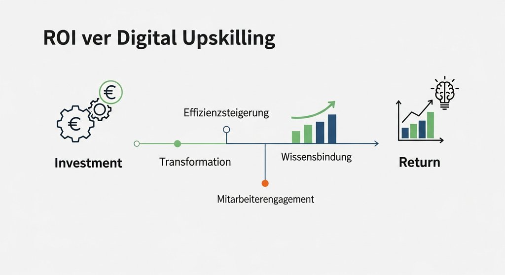 Infografik, die den Return on Investment von Lernplattformen durch gesteigerte Effizienz und Mitarbeiterengagement zeigt.