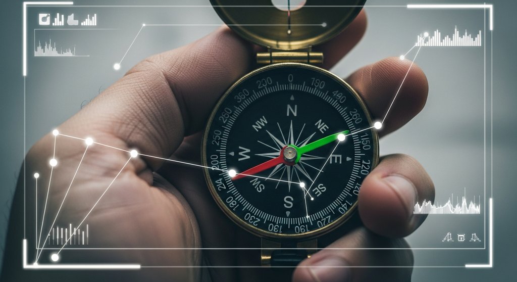 Kompass als Symbol für die Wahl der richtigen digitalen Weiterbildung.