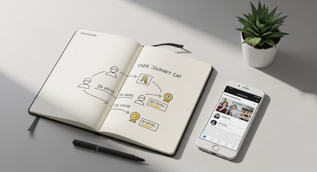 Strategische Planung von Gamification in der Weiterbildung mit einer User Journey Map.