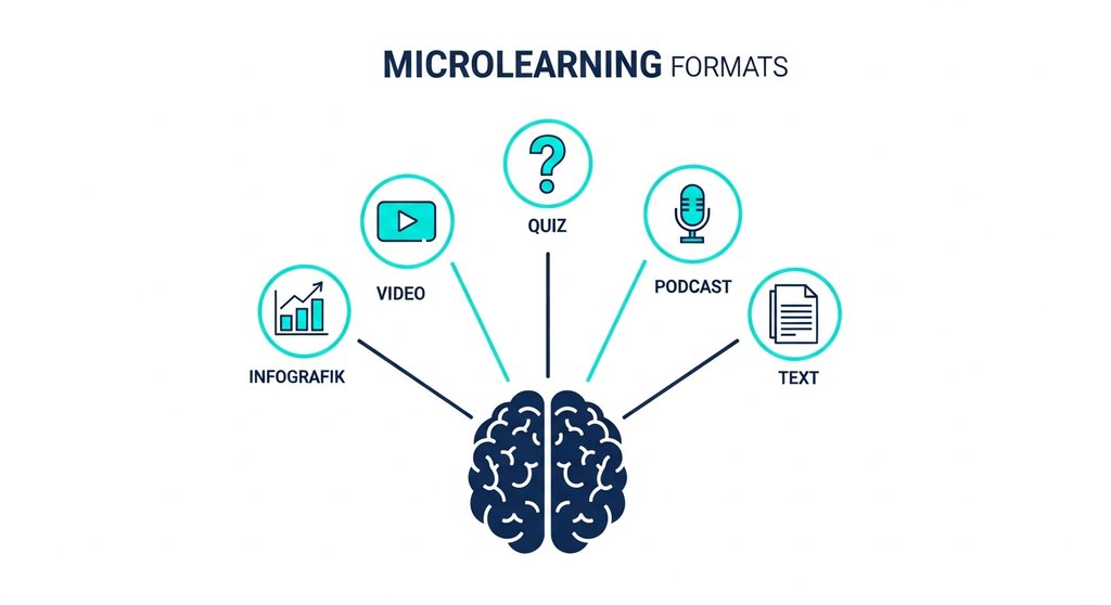 Übersicht der vielfältigen Microlearning-Formate von Video bis Podcast.