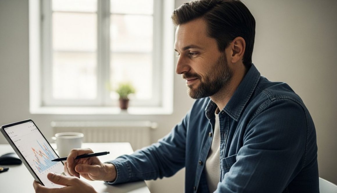 Ein Freiberufler managt seine Buchhaltung entspannt und erfolgreich mit einer Software.