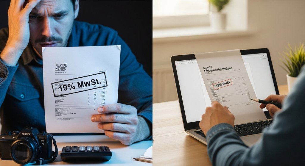 Freelancer wägt die Vor- und Nachteile der Kleinunternehmerregelung ab.