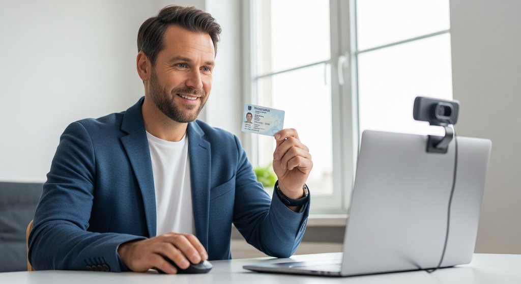 Freiberufler bei der schnellen und einfachen Kontoeröffnung per VideoIdent-Verfahren für sein neues Geschäftskonto.