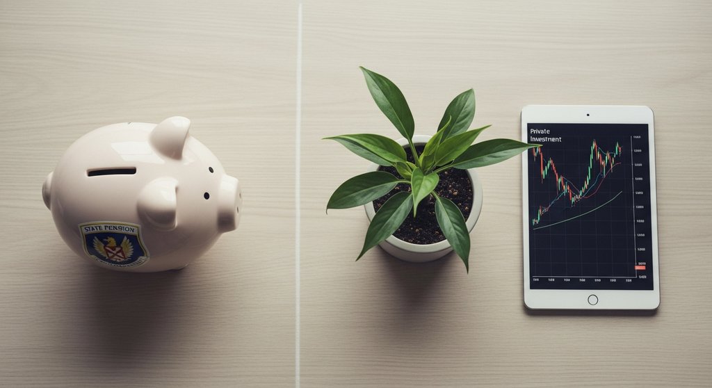 Vergleich von gesetzlicher Rentenversicherung und privater Vorsorge für Freelancer.