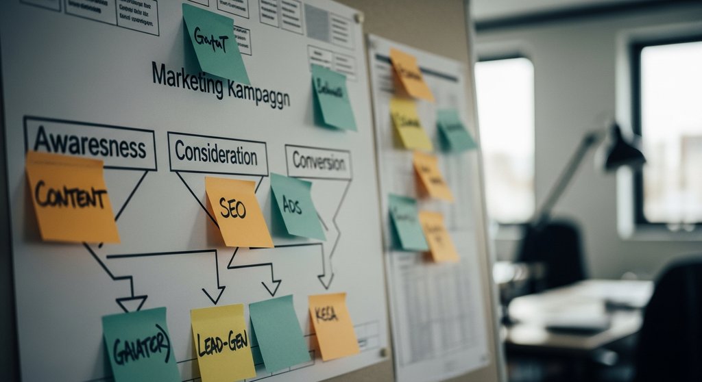 Detailansicht eines Projektboards mit Notizen zu einer Inhouse-Marketing-Kampagne.