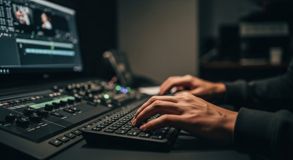 Ein Content Creator bei der Videobearbeitung im Rahmen der Inhouse Content Produktion.