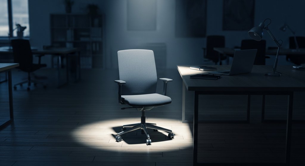 Ein leerer Bürostuhl symbolisiert die Herausforderung, qualifizierte Marketing-Fachkräfte zu finden.