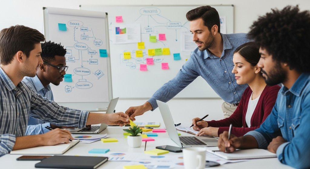 Ein Marketing-Team plant bei der Bedarfsanalyse die Einführung neuer Inhouse Marketing Tools.
