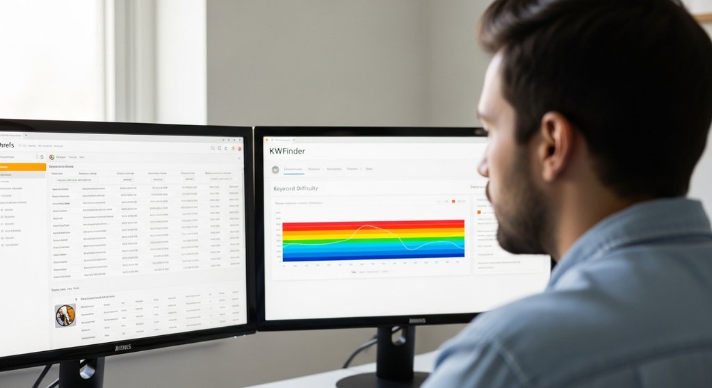 Marketing-Experte vergleicht SEO-Tools wie Ahrefs und KWFinder für die Inhouse-Nutzung.